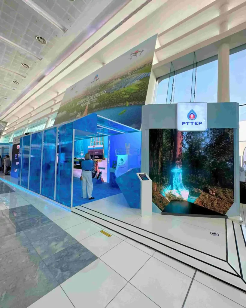 PTTEP custom exhibition stand with immersive digital displays and themed experience
